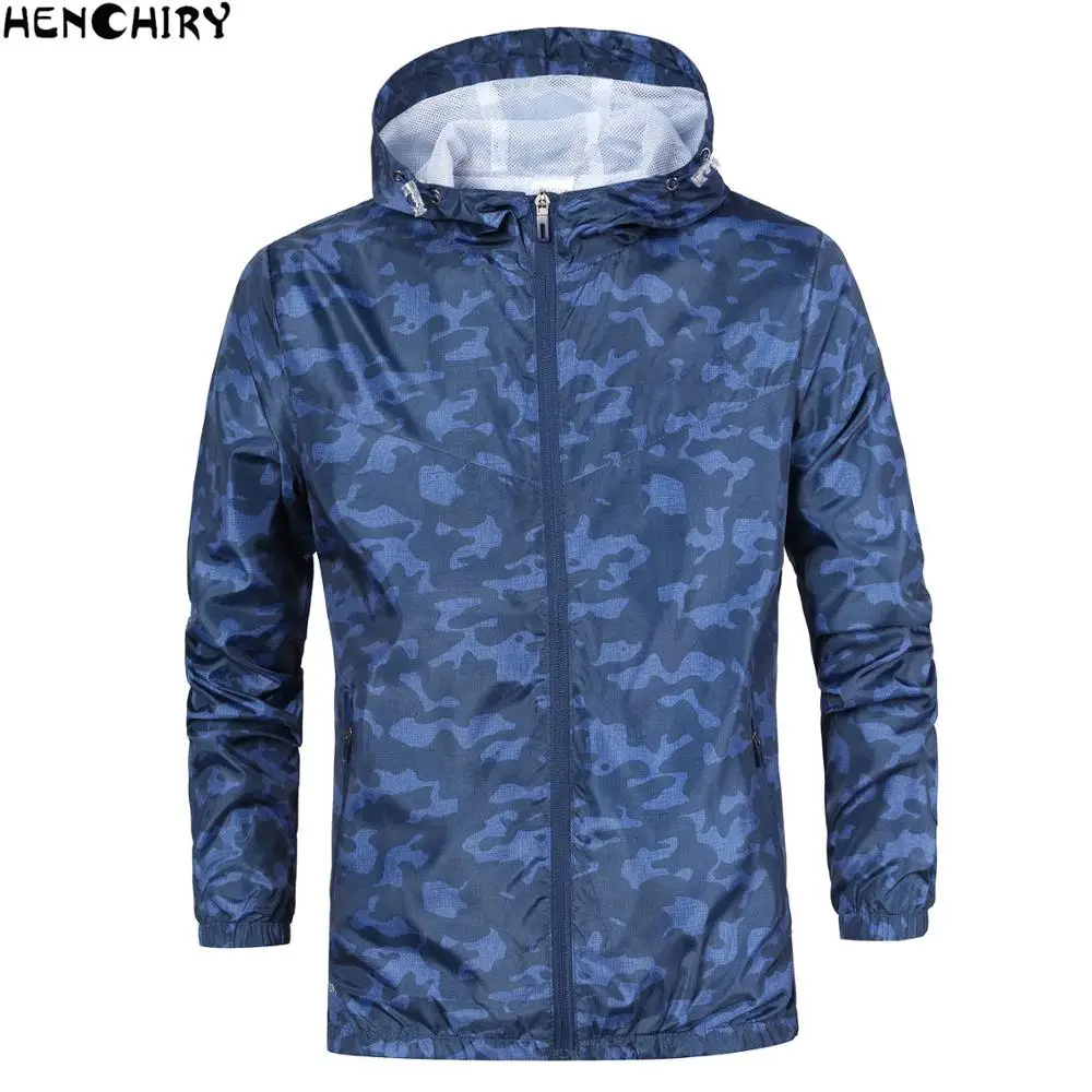 Мужская спортивная куртка HENCHIRY черная камуфляжная с защитой от солнца костюм для