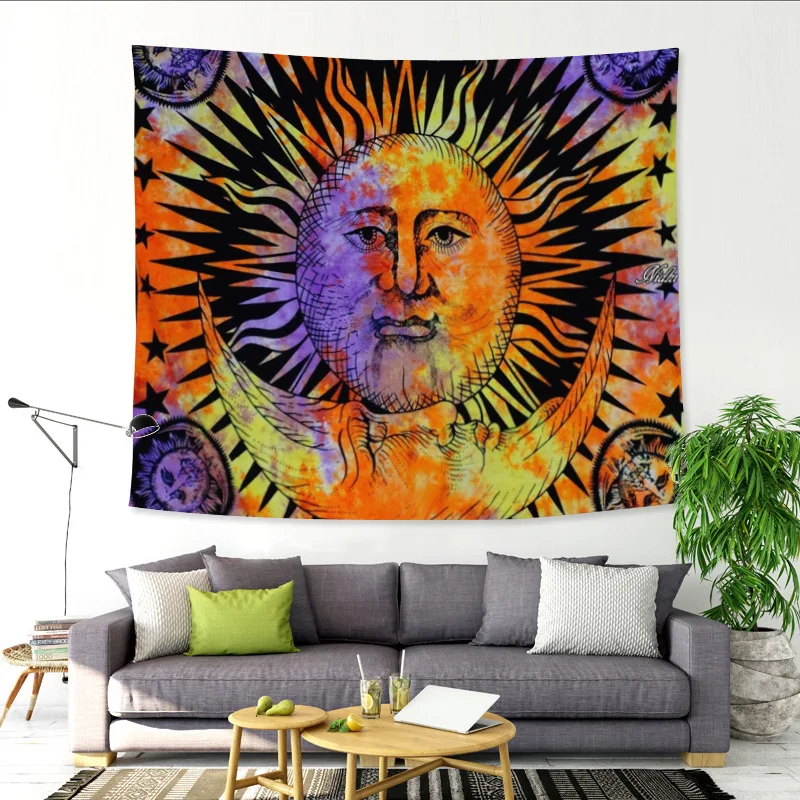 Новые подвесные Гобелены с абстрактным лицом солнце акварелью Мандала богемный