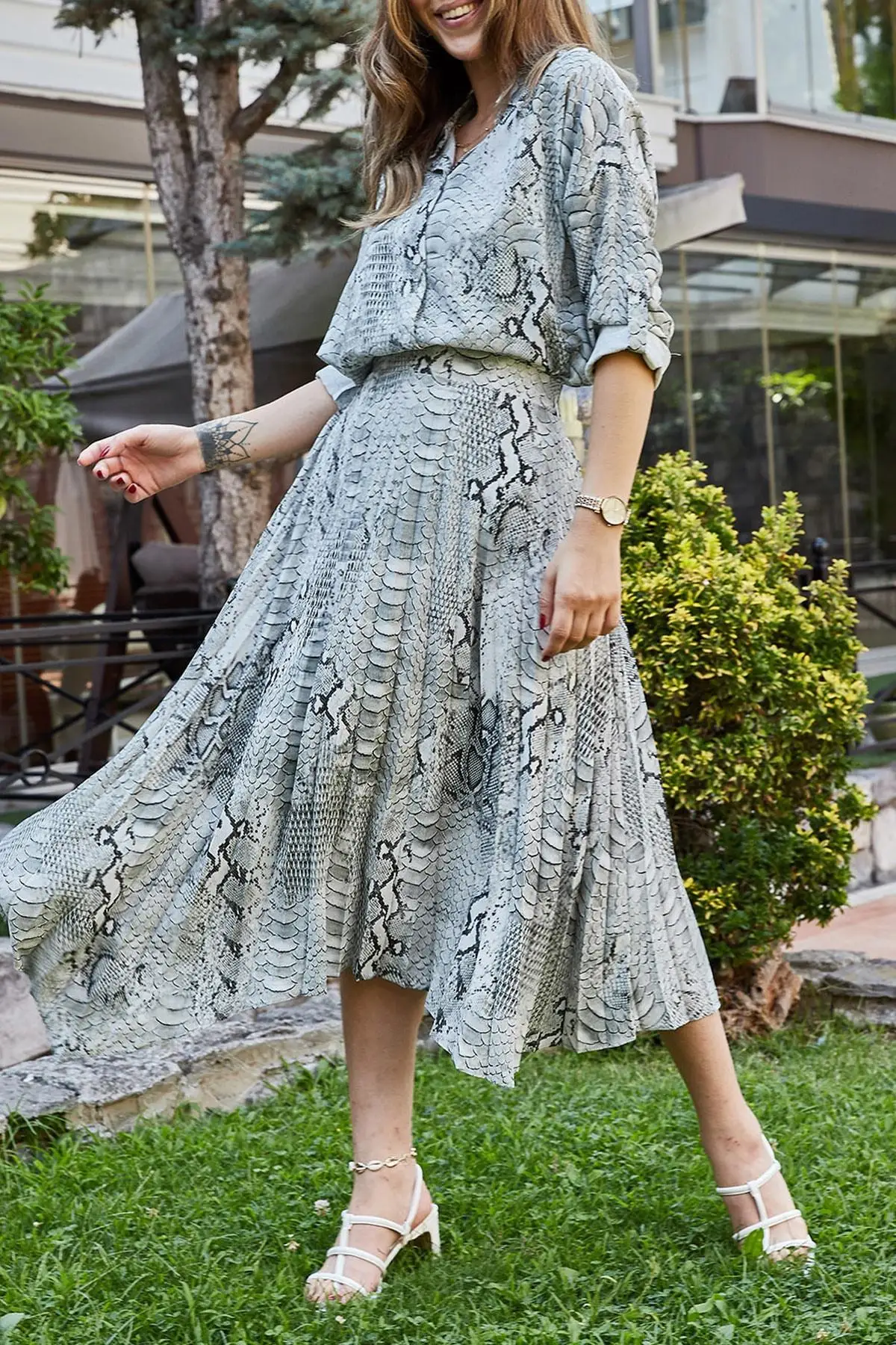 Женский Змеиный узор юбка в складку 9YXK2 41617 52|Женские юбки| |