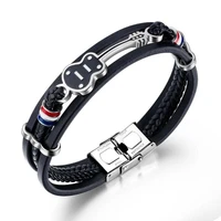 rock mens braided leather bracelets punk guitar bangle wristband bracelet for women luxury jewelry charm bracelet