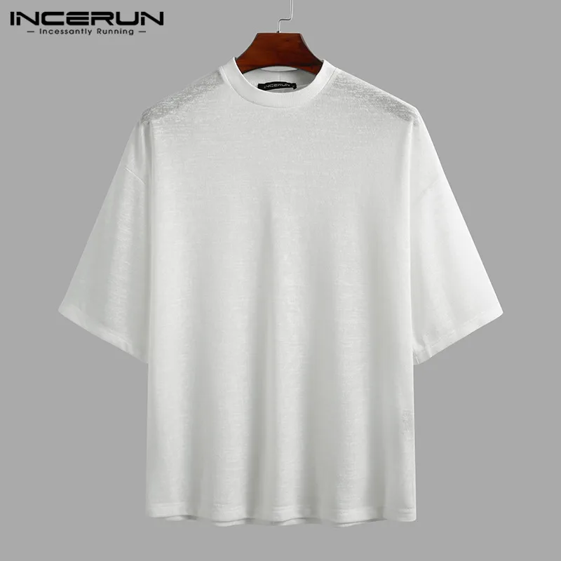 

Mens Fashion Half Sleeve Round Neck T Shirts Casual Mesh Breathable Soft Transparent Tee Tops Summer Streetwear Blouse Plus Size
