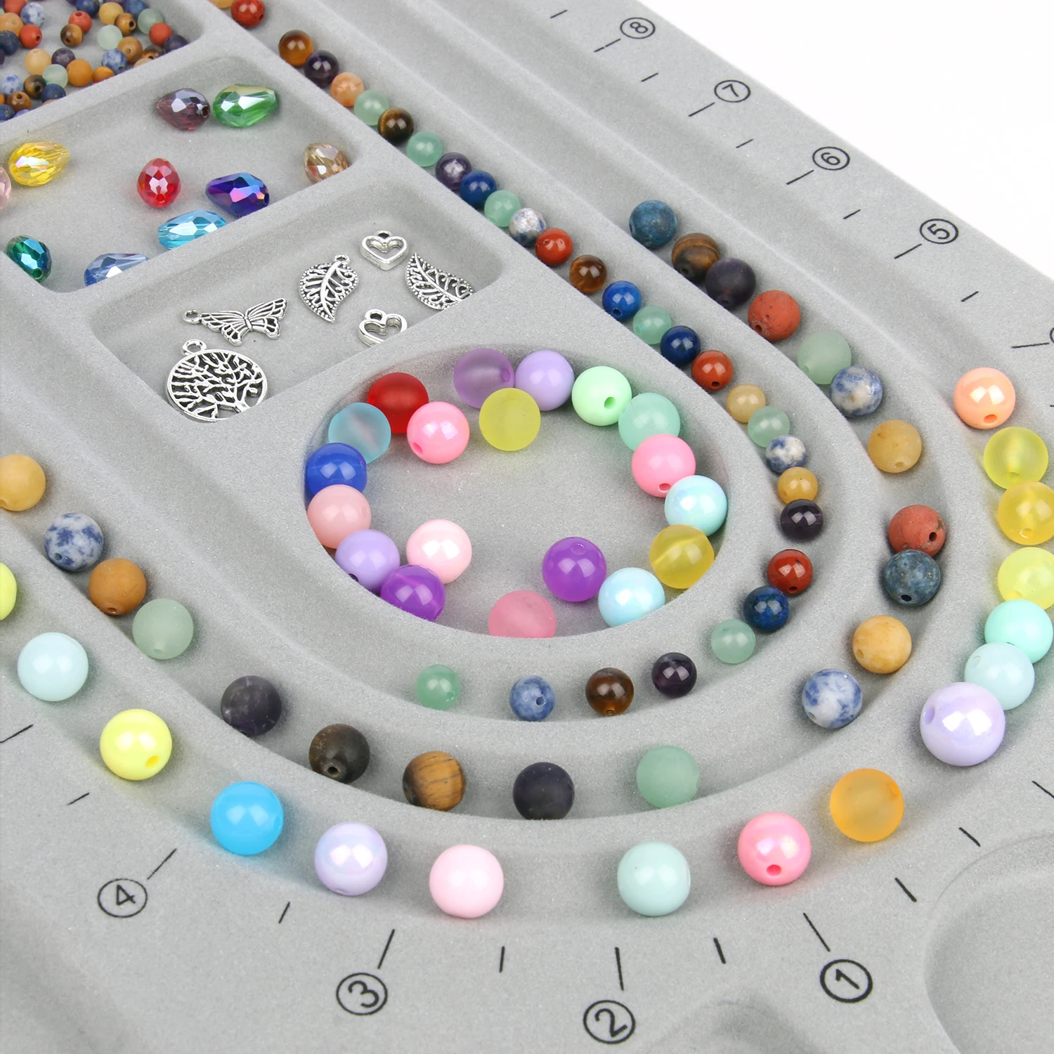 Measuring Tool Accessories Gray Flocked Bead Board For DIY Bracelet Necklace Beading Jewelry Making Organizer Tray Design Craft