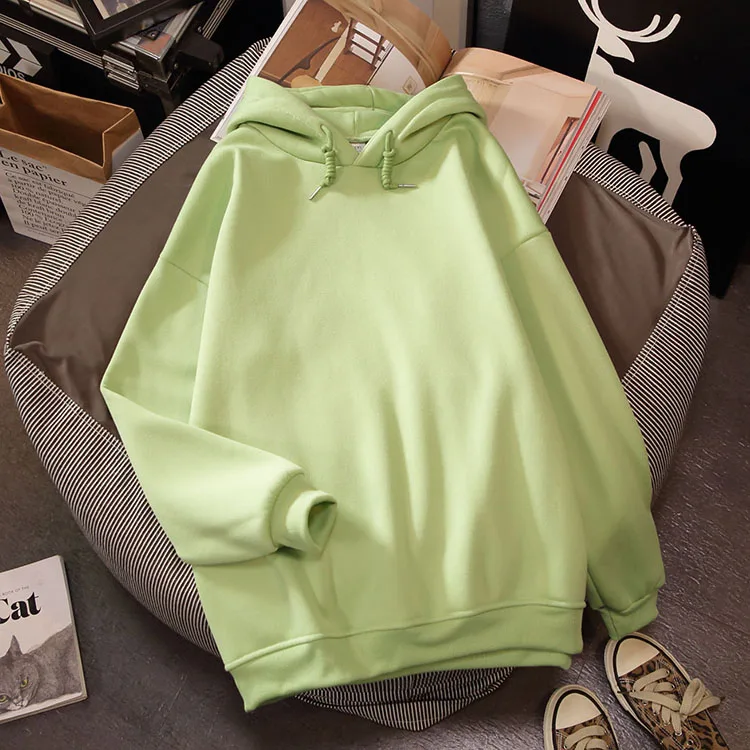 

Korean Hoodies Women 2019 Harajuku Casual Tops Autumn Winter Long Sleeves Solid Sweatshirt Oversized Plus Size Sudadera Mujer