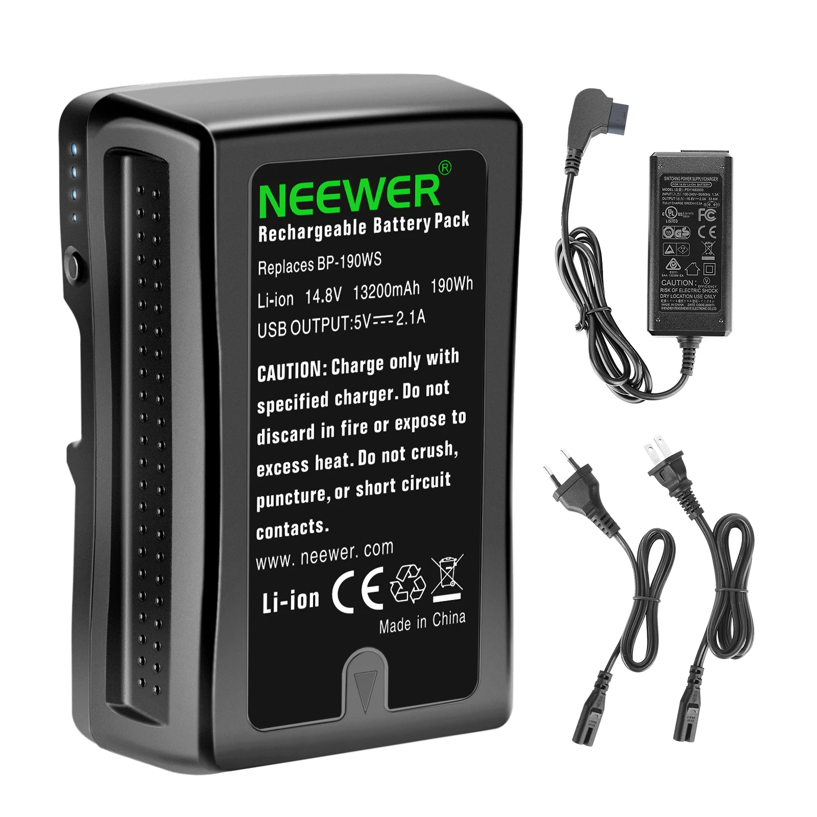 

Neewer 190Wh (13200mAh) V-Mount/V-Lock Battery, Rechargeable Li-ion Battery For Sony Video Broadcast Camera Camcorder LED Light
