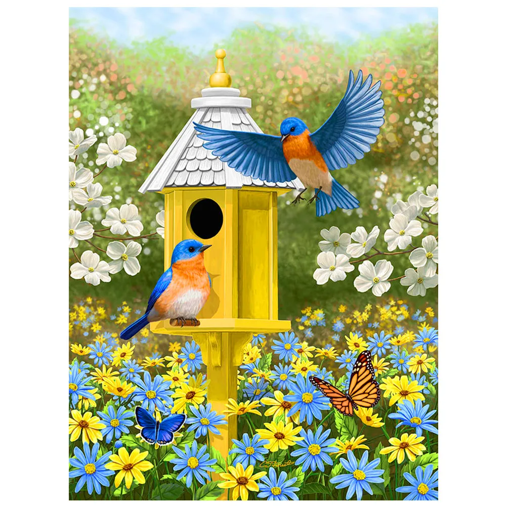 Алмазная 5D картина Птичье гнездо и цветы набор для алмазной вышивки сделай сам