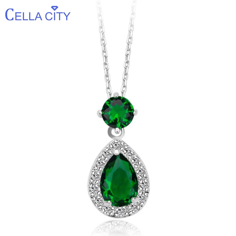 Женское ожерелье из серебра 925 пробы с драгоценными камнями в форме капли воды |