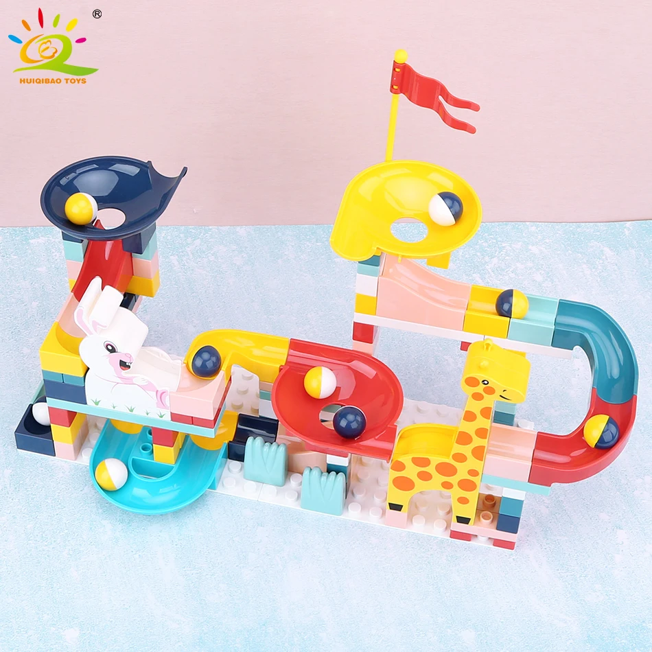 HUIQIBAO 152CS Marble Run гоночный трек слайд DIY строительные блоки городской набор большой