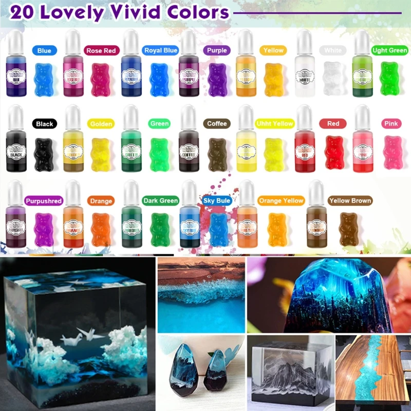 

Эпоксидная смола, 20 цветов, УФ-клей, пигмент для рукоделия, яркий цвет, без запаха, материал для подвесок, искусство «сделай сам», украшения д...