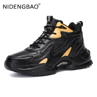 2021 men and women casual platform sneakers high top pu leather waterproof trendy couple outdoor running sports chunky shoes