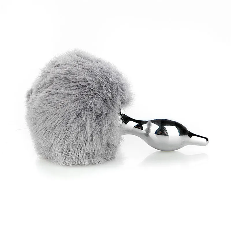 Серая кроличья шариковая Съемная Анальная пробка с хвостом кролика плюшевый