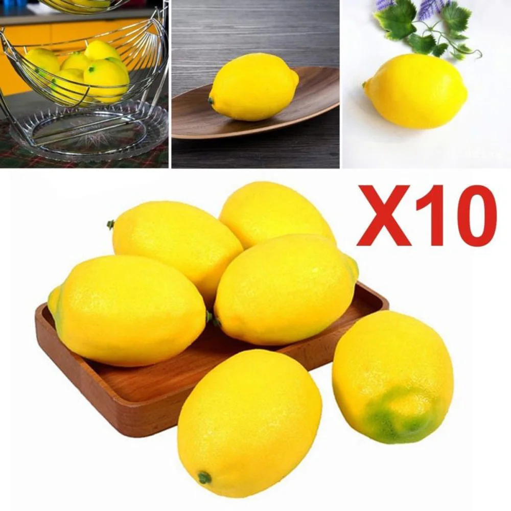 10pcs Faux- Limess Lemons Decorative Foam Artificial Simulation Fruit Home Decor Foam Artificial Fruit Imitation Fake DIY