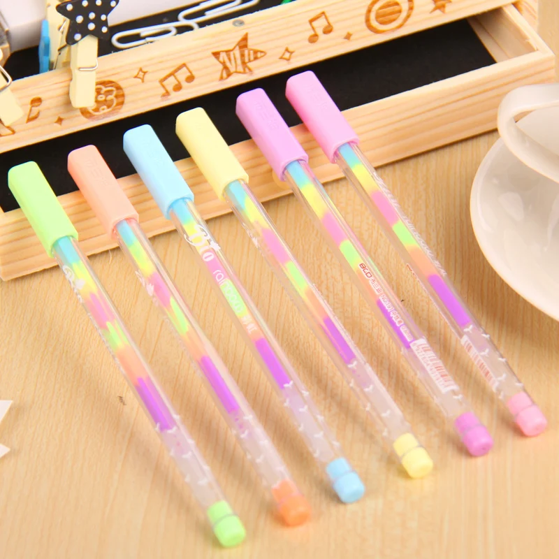 6 шт Радуга Ручка шариковая 0 8 мм Мульти Цвет чернила роллеры флуоресцентный