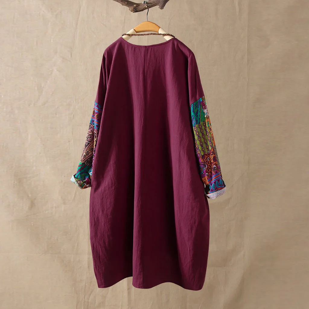 5xl размера плюс женская блузка с длинным рукавом модная Цветочная хлопковая