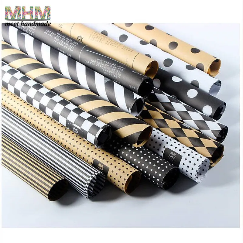 10 шт. Новогодняя подарочная бумага для упаковки цветов|Крафт-бумага| |