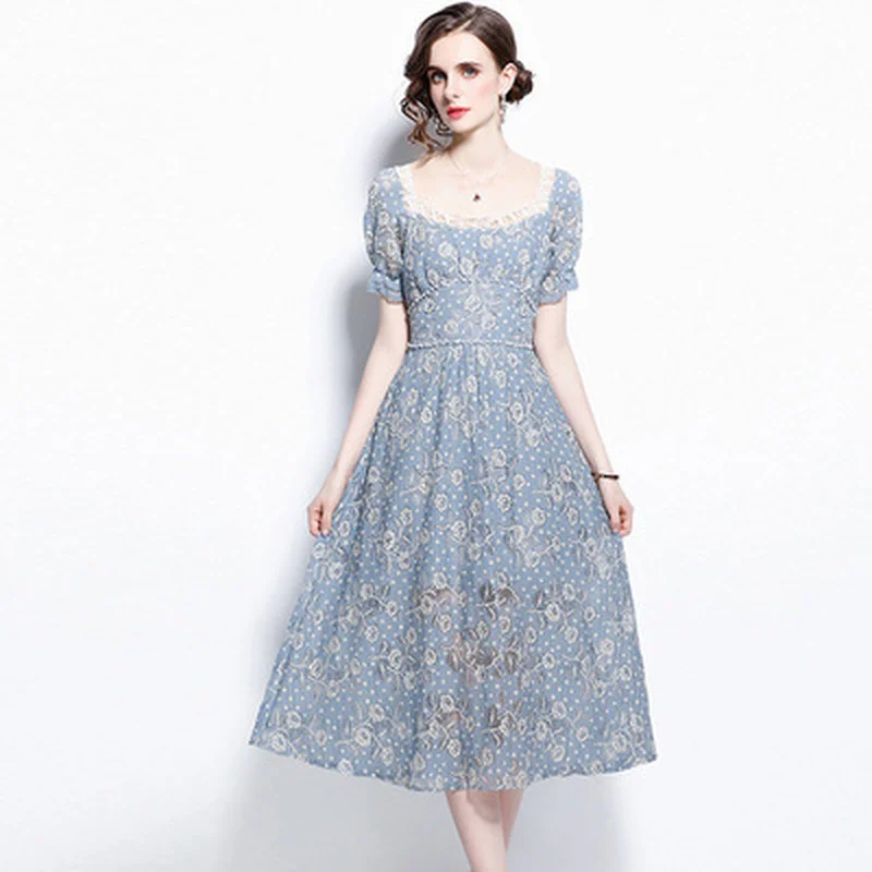 

Милые мягкие платье трапециевидной формы для девочек платье летнее платье с кружевом и вышивкой, декорированные кнопками, Вечерние Платья повседневные уличные Boho Vestidos миди Feminino