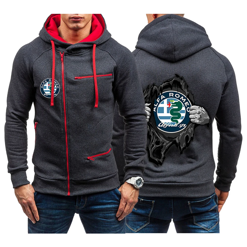 

NEW Spring and Autumn Men's Alfa Romeo Logo Print Casual Male Sports Zipper Sweatshirt Women Fashion Leisure Clothing Tops