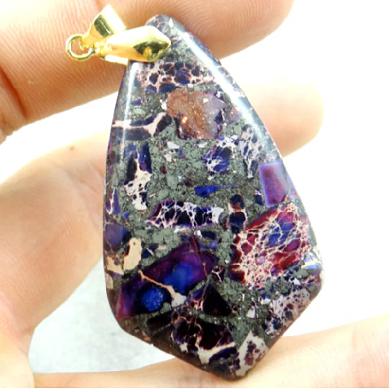 50x28x7 мм Фиолетовый морской осадок Jaspers & Pyrite инвертированный треугольный