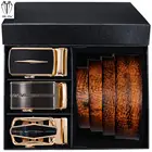 Мужской ремень из натуральной кожи, с автоматической пряжкой и 1 храповым механизмом