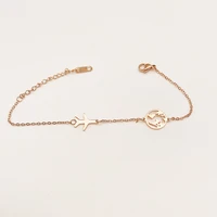 stainless steel creative plane world map chain bracelet bangle unique rose gold color women map airplane travelling accessories