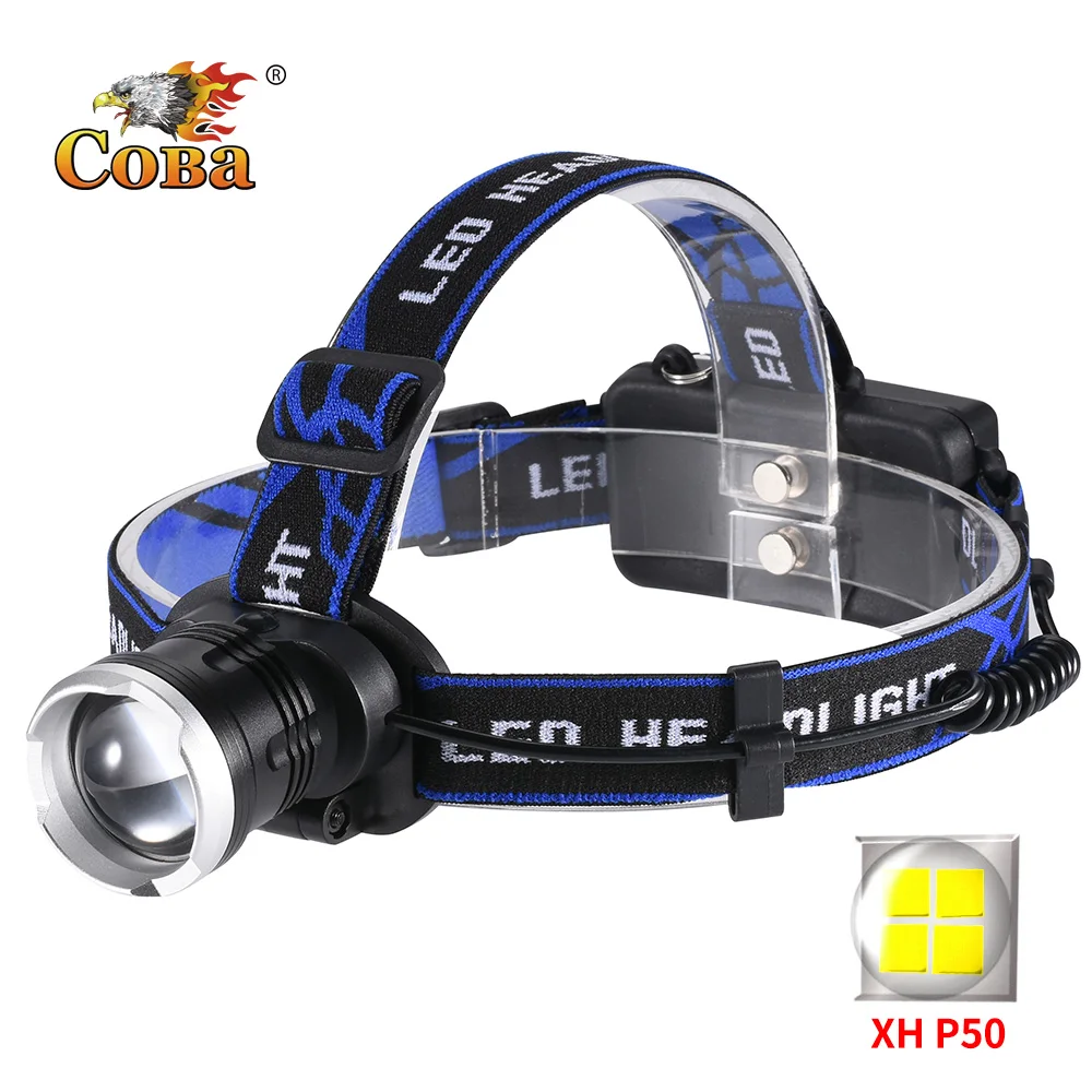 Лампа налобсветильник светодиодная водонепроницаемая 3 режима 2 аккумулятора