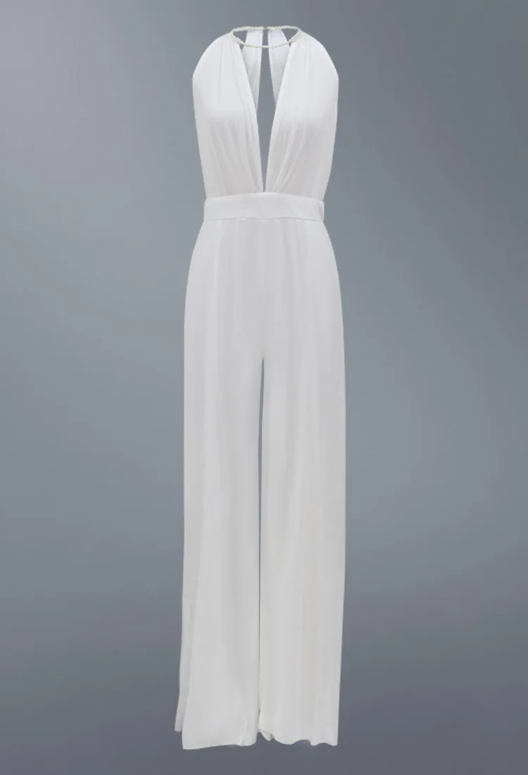 

Spring And Summer New V-necks Sexy Woman Jumpsuit Bell Bottoms Halterneck Hollow out Women's Clothing