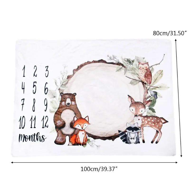 

97BC Baby Monthly Record Growth Milestone Blanket Newborn Swaddle Wrap Photography Props Photo Creative Background Cloth