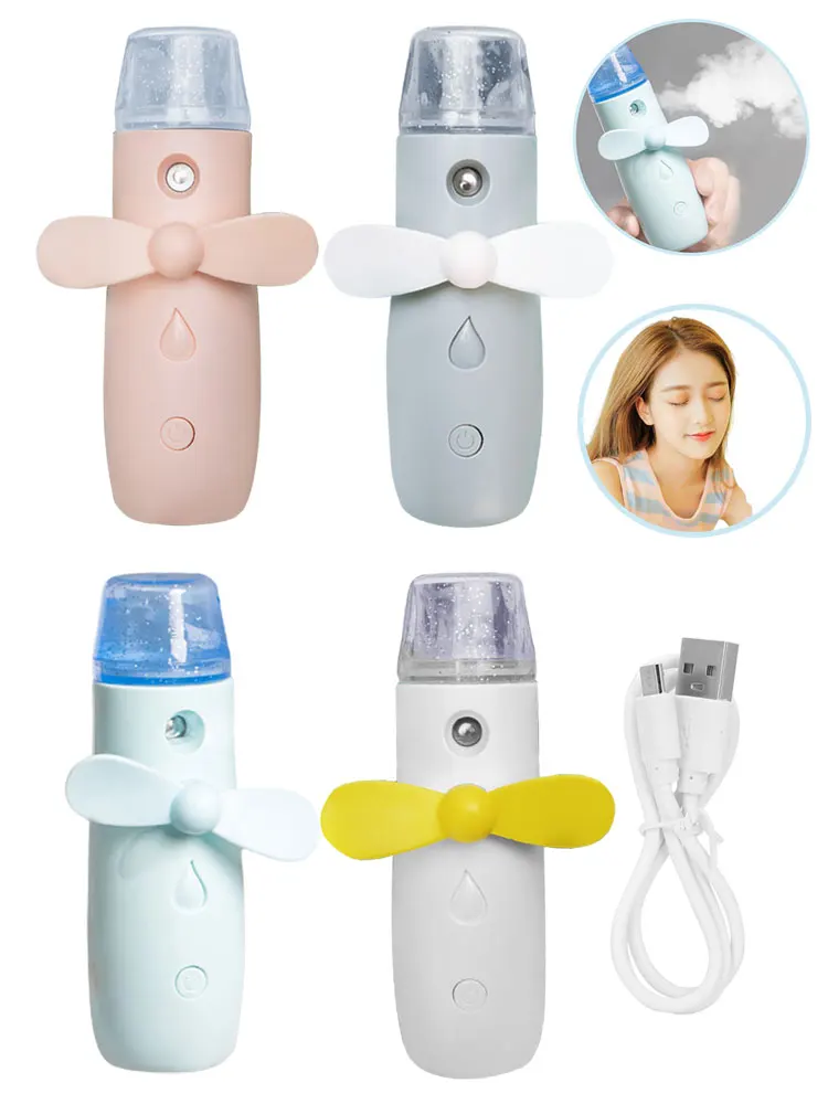 

Misting Fan Handheld Storage Water Sprayer Fan 20ML Face Steamer Face Hydration Chargeable Air Humidifier With USB Cable