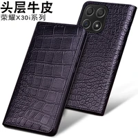 hot luxury genuine leather magnet clasp phone cover kickstand holster case for honor x30i protective full funda