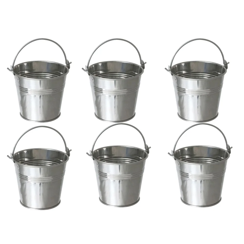 

6pcs 10.5x7.2x10.5cm Mini Tinplate Metal Bucket Icing French Fries Tin Pails