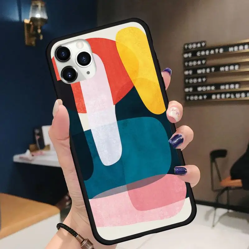 

Casual color art graffiti color block Phone Case for iPhone 11 12 pro XS MAX 8 7 6 6S Plus X 5S SE 2020 XR Soft silicone