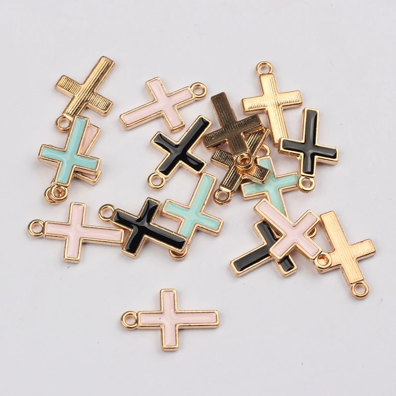 

50pcs/lot Zinc Alloy Mini Cross Enamel Charms For DIY Fashion Jewelry Making Finding Accessories