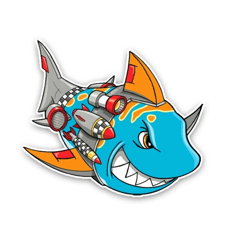 

W-0545 Fun Shark Modeling Personality Car Stickers PVC Fashion Auto Laptop Decorative Accessories Sunscreen Waterproof Decals