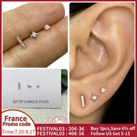 3pcsset real 925 silver earrings for women small zircon earrings girl gift cartilage piercing earrings female dainty aretes r5