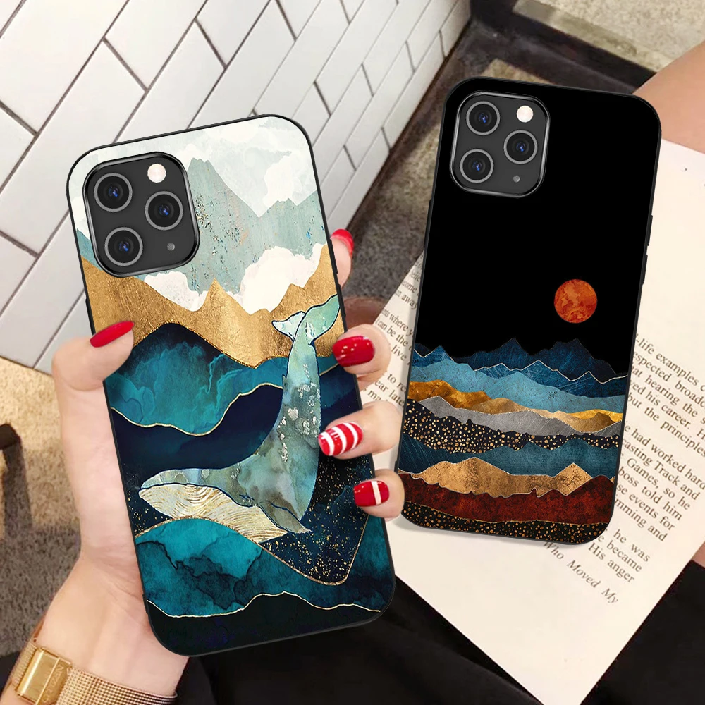 

Hand Painted Scenery Phone Case for IPhone 11 12 Pro Max XS Max XR X 13 12 Mini 7 8 6 6s Plus SE 2020 Shockproof Soft TPU Cover