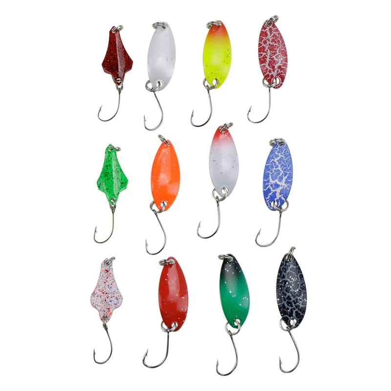 

12pcs Metal Spoon Fishing Lures Single Hook Lures Sinking Bait for Carp Fishing Bass Fishing Multi-type Spoon Sequins