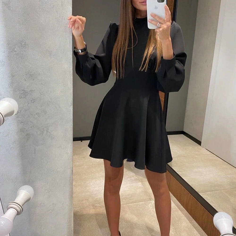

Black Dress For Women 2021 Elegant Long Sleeve Bodycon Dresses Autumn Winter Ladies Sexy Mini Club Party Dress Birthday Outfits