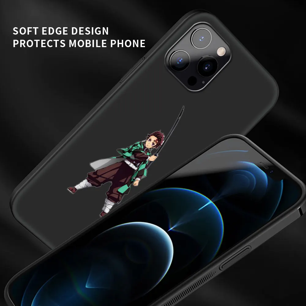 

Phone Case for iPhone 11 Pro Cover For iphone 12 Pro Max 7 8 Plus XR SE 2020 X XS Funda Black Shell Japan Anime Demon Slayer