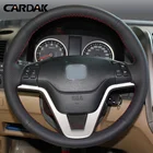 Чехол рулевого колеса автомобиля CARDAR, черный, искусственная кожа, сшитый вручную, для Honda CRV CR-V 2007 2008 2009 2010 2011
