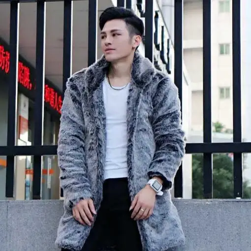 Популярные мужские пальто из искусственного меха 2020 зимние длинные норки