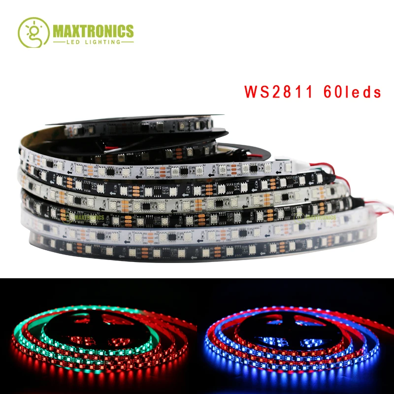 5 м/рулон DC12V ws2811 2811 ic 5050 SMD rgb полоса Адресуемая 30/60 светодиодов/m IP30/IP65/IP67