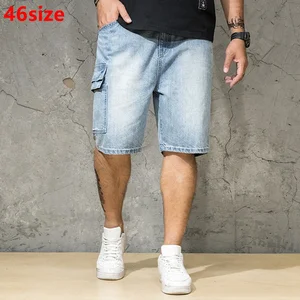 Летние мужские джинсовые шорты свободного покроя японского размера плюс 6XL, повседневные тонкие шорты 46 44 42 40