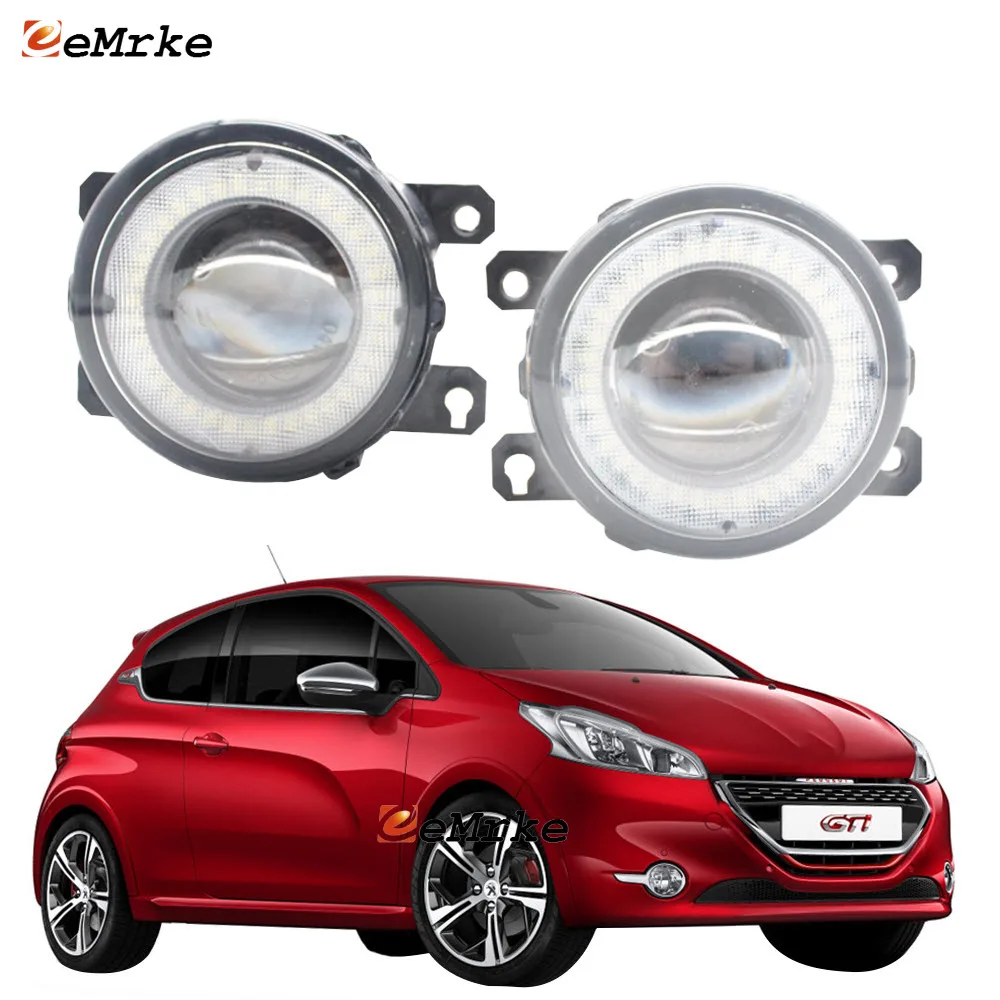 

2x автомобиль объектива светодиодный туман светильник s Ангел глаз DRL Дневной светильник для Peugeot 208 CA CC 2012 2013 2014 2015