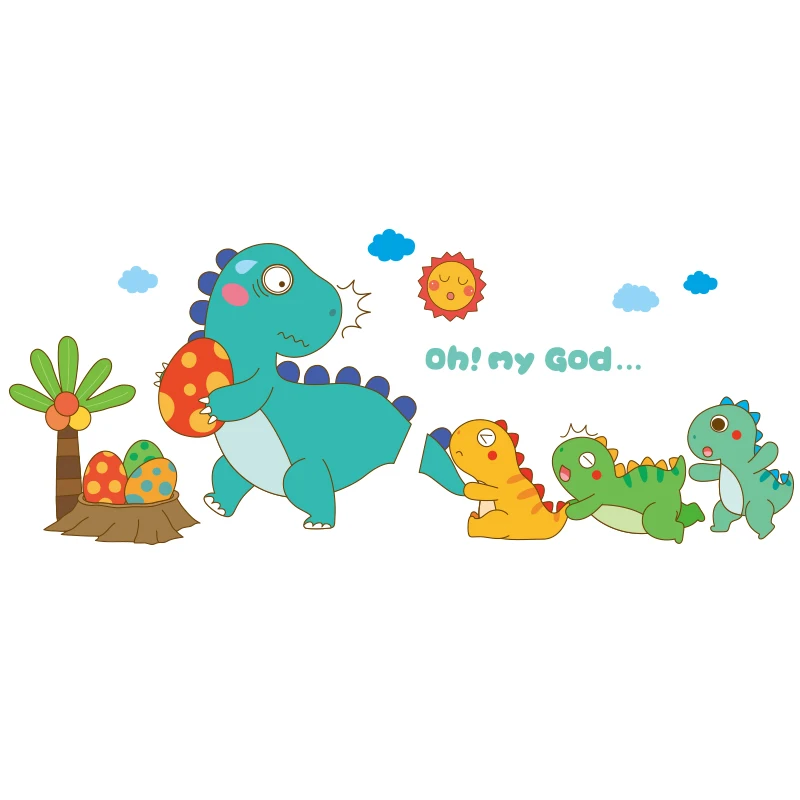 

Cartoon Dinosaur Wall Stickers Boys Room Decoration Bedroom Decor Glass Window Creative Self-adhesive Decals for Furniture