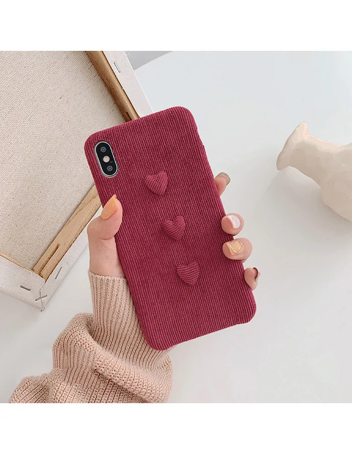 GlamPhoneCase вельвет трехмерный любовь чехол для iPhone X XS Max XR Мягкий силиконовый чехол для iPhone 7 8 6 6s PlusCase