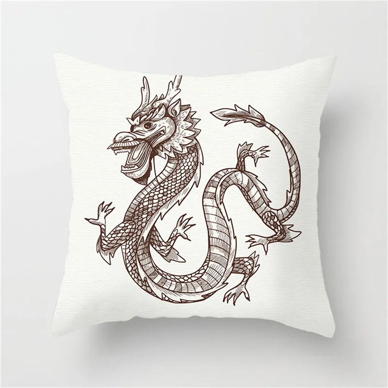Чехол для подушки с изображением животных Льва волка дракона совы ящерицы