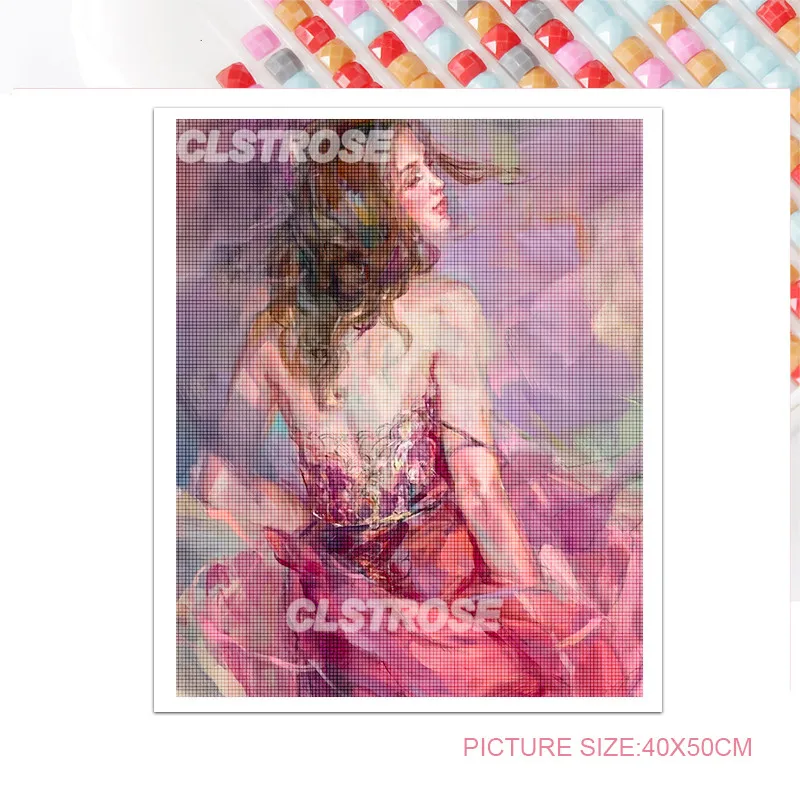 

Abstract Diamond Paiting Cross Stitch Kit Blue Red Dancing Customizable Wall Art for Bedroom and Living Room Decoration