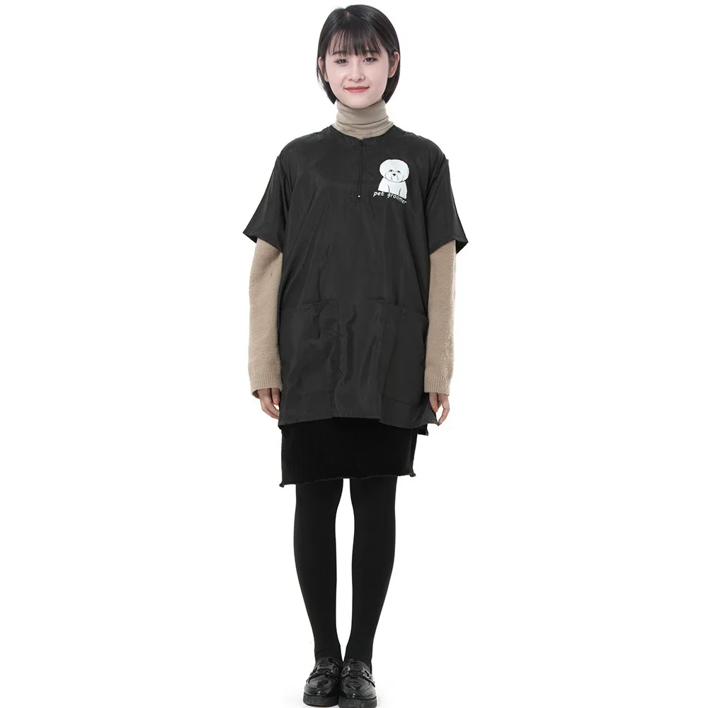Black Pet-shop Smock Парикмахерская салонная накидка Pet Shop униформа, фартук рабочая одежда против пыли фартук косметолога для домашних животных Груминг Собак и котов Чистка волос - Цвет: Black Pet-shop Smock