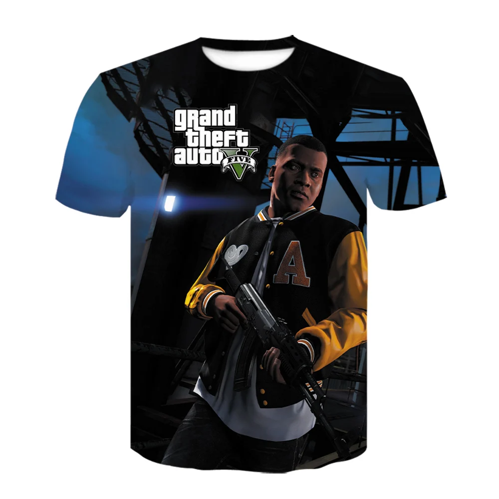 Футболка Grand Theft Auto Game GTA 5 Мужская мультяшная тенниска с короткими рукавами в