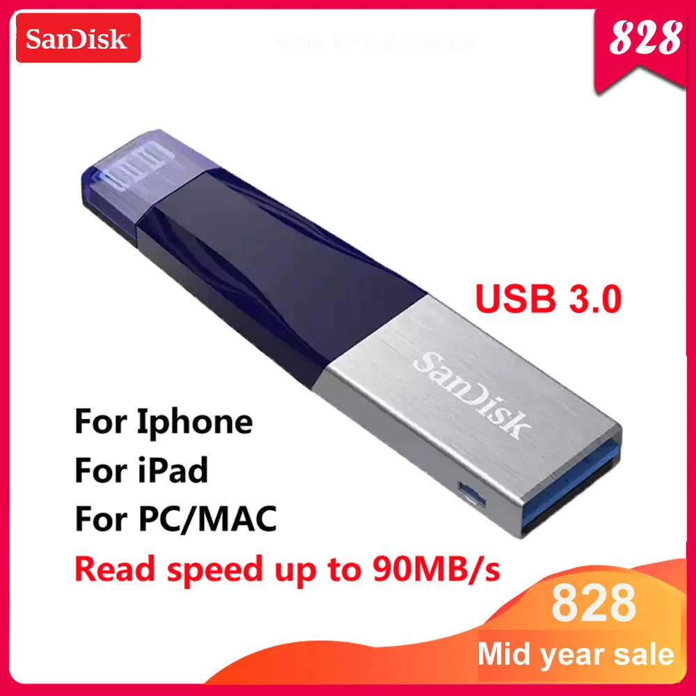 Карта памяти Micro SD флеш-накопитель USB 3,0 флэш-накопитель 64 Гб флэш-накопитель 128 ГБ флеш-накопитель для iPhone X/8/7/7 Plus/6/6 Plus/6 S Plus/ipad