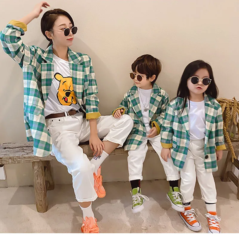 

2021 Spring Family Look Brother And Sister Plaid Casaual Top And Women's Clothing